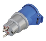 Adaptateur caravane avec prise CEE 2P+T -  fiche 16A - IP44 - bleu