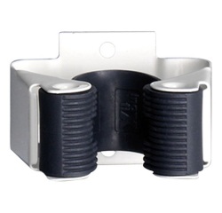 Crochet / porte balai - adhésif + vis - lot de 2 - blanc