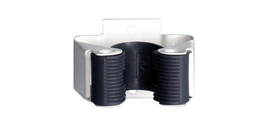 Crochet / porte balai - adhésif + vis - lot de 2 - blanc