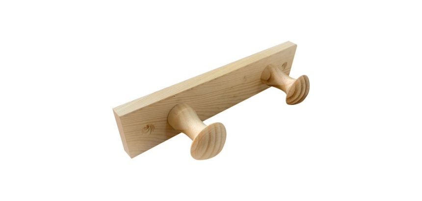 Porte-manteau - en bois - pin naturel - 2 têtes