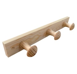 Porte-manteau - en bois - pin naturel - 3 têtes