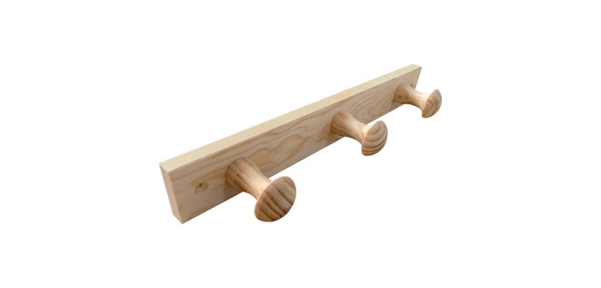Porte-manteau - en bois - pin naturel - 3 têtes