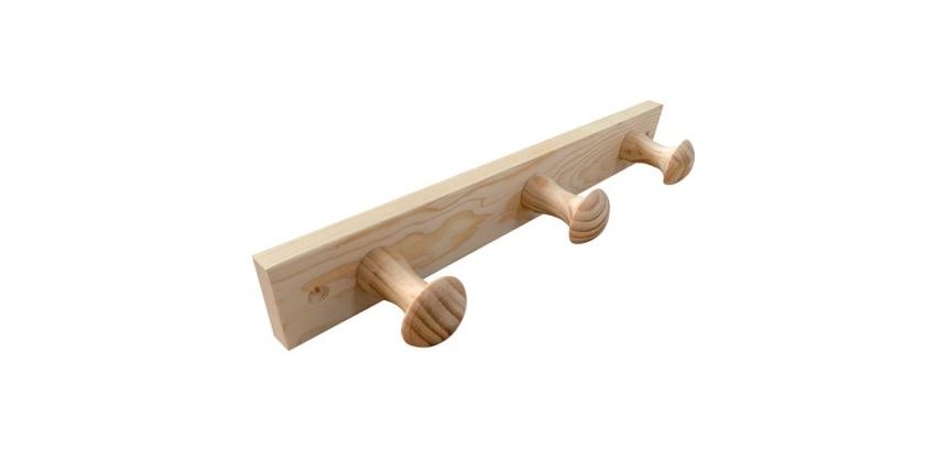 Porte-manteau - en bois - pin naturel - 3 têtes