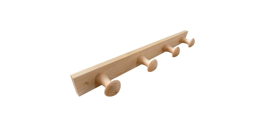 Porte-manteau - en bois - pin naturel - 4 têtes