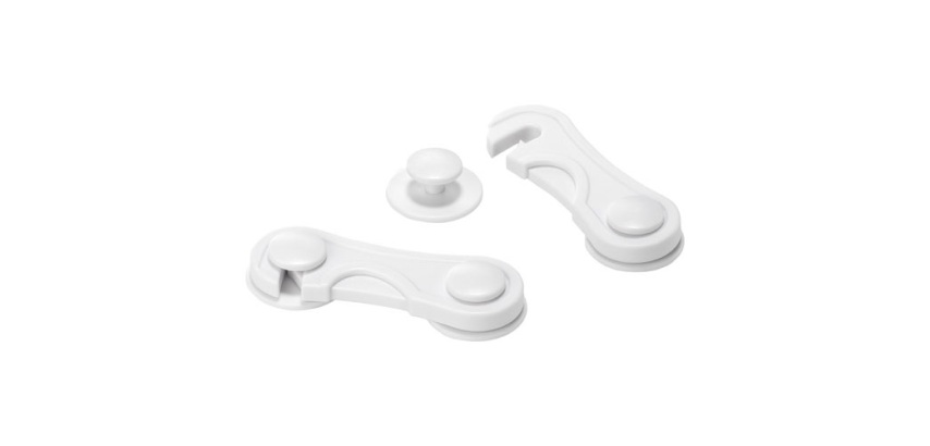 Loquet adhésif - verrou sécurité enfant - 17 x 246 x 57 mm - blanc - lot de