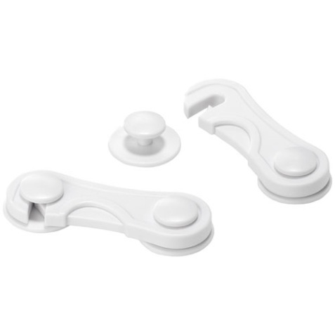 Loquet adhésif - verrou sécurité enfant - 17 x 246 x 57 mm - blanc - lot de