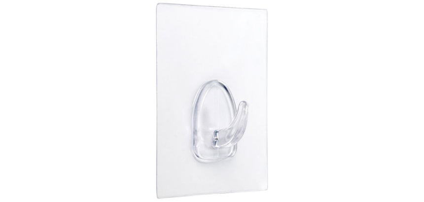 Crochet adhérent réutilisable - transparent - 80 x 62 mm