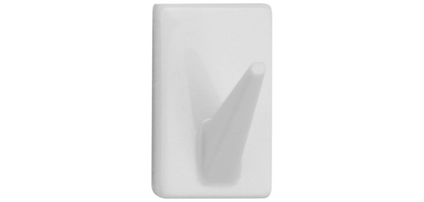 Crochet adhésif - rectangle - blanc -  30 x 18 x 18 mm - lot de 4