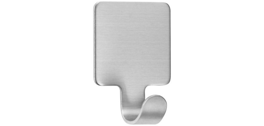 Crochet adhésif - carré - métal brossé