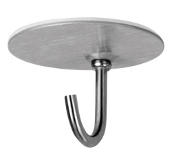 Crochet adhésif - rond - inox