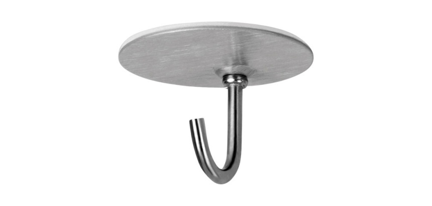 Crochet adhésif - rond - inox