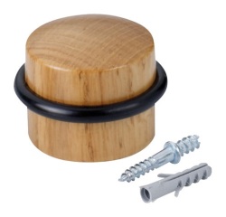 Butée de porte à vis + joint torique - chêne - 4 x 2,5 cm vis/cheville four