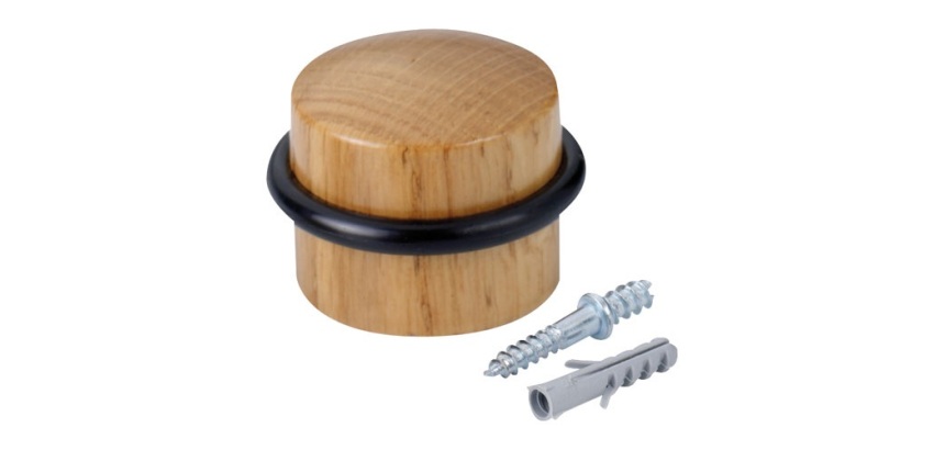 Butée de porte à vis + joint torique - chêne - 4 x 2,5 cm vis/cheville four
