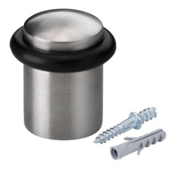 Butée de porte à vis + joint torique - inox -3 x 2,7 cm - vis/cheville four