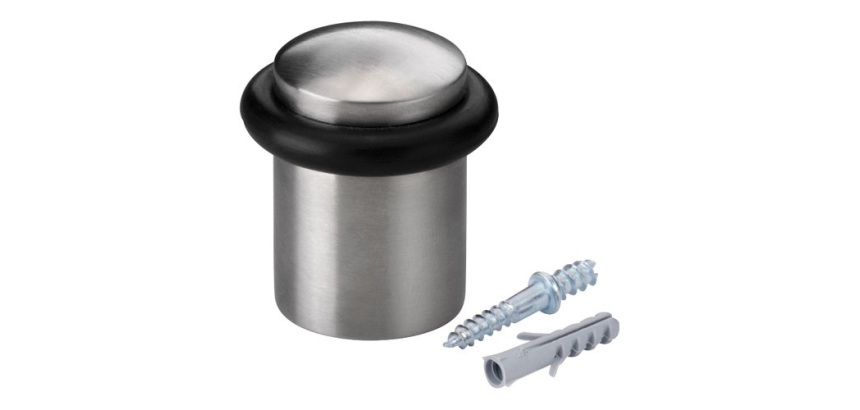 Butée de porte à vis + joint torique - inox -3 x 2,7 cm - vis/cheville four