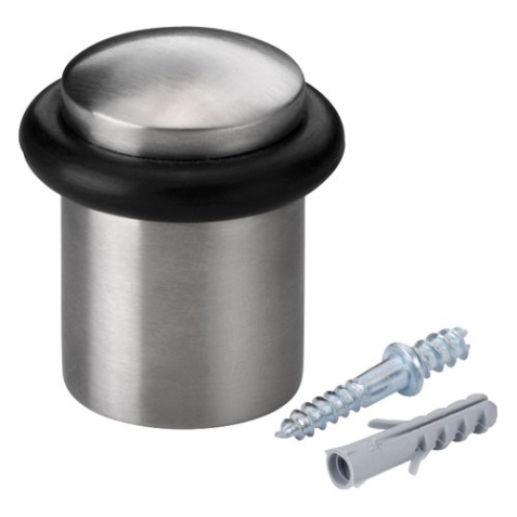 Butée de porte à vis + joint torique - inox -3 x 2,7 cm - vis/cheville four