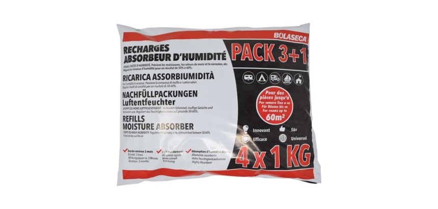 Recharge absorbeur d'humidité sachet 4 x 1kg