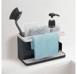 Panier organisateur ustensiles coin évier + distributeur savon