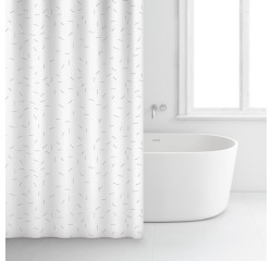 Rideau douche - 180 x 200 cm - premium - 100 % coton - blanc à motifs