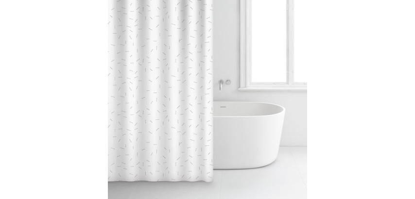 Rideau douche - 180 x 200 cm - premium - 100 % coton - blanc à motifs