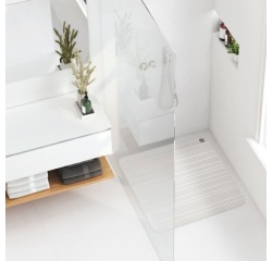 Tapis de douche - antidérapant - 50 x 50 cm - 100% caoutchouc - blanc