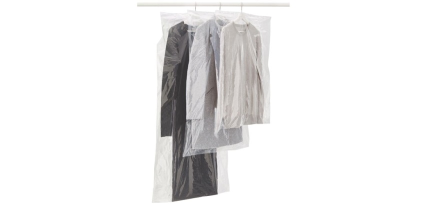 Housse vêtements - 65 x 150 cm - transparent - lot de 3