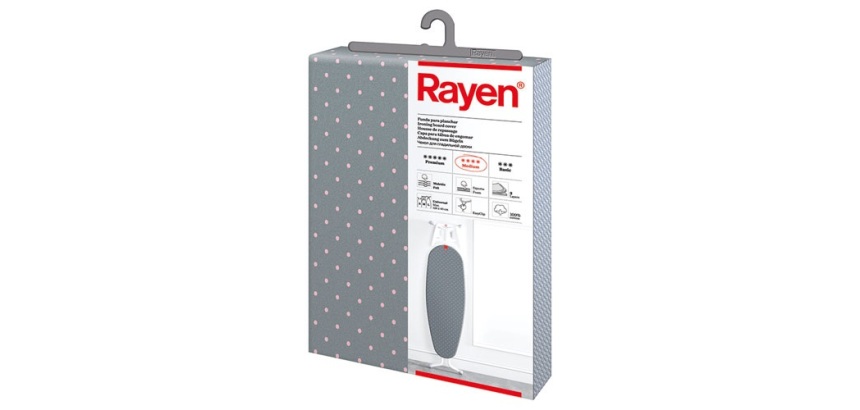 Housse pour table à repasser 130 x 47 cm - Gris & Pois blancs