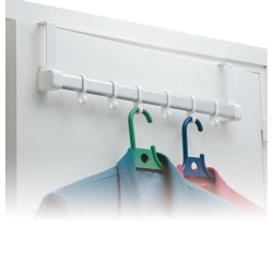 Patère - barre de porte - 6 crochets - blanc
