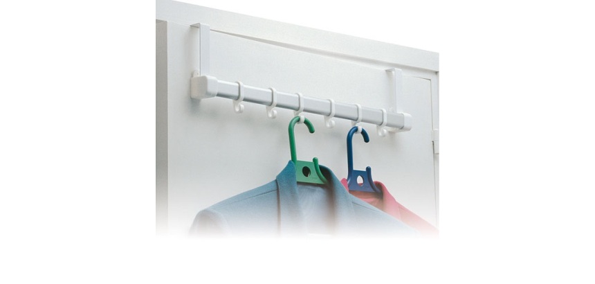 Patère - barre de porte - 6 crochets - blanc