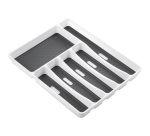 Range Couverts 6 Cases Blanc/Gris Bi-Matière 40 x 32,5 x 5 cm - Rayen