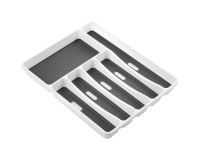 Range Couverts 6 Cases Blanc/Gris Bi-Matière 40 x 32,5 x 5 cm - Rayen