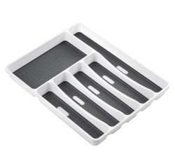 Range Couverts 6 Cases Blanc/Gris Bi-Matière 40 x 32,5 x 5 cm - Rayen