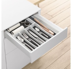 Range Couverts 6 Cases Blanc/Gris Bi-Matière 40 x 32,5 x 5 cm - Rayen