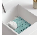 Tapis fond évier anti-dérappant 27,5 x 32 cm, vert d'eau