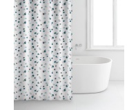 Rideau douche - 180 x 200 cm - polyester - blanc points bleus