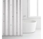 Rideau douche - 180 x 200 cm - polyester - blanc motifs points