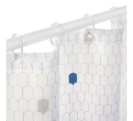 Rideau douche - 180 x 200 cm - polyester - blanc motifs points