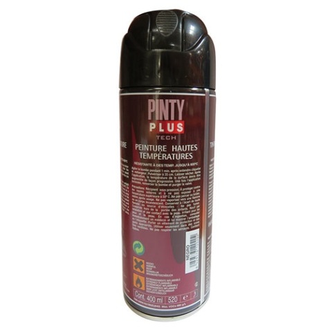 Peinture anti-calorique spéciale haute température Pintyplus Tech - Aérosol de 520 ml, noir mat A104