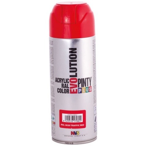 Bombe peinture Pinty plus évolution mat - 400 mL - rouge signalisation RAL3