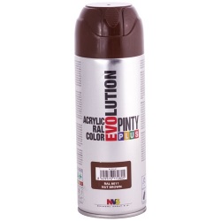Bombe peinture Pinty plus évolution mat - 400 mL - brun noisette RAL8011