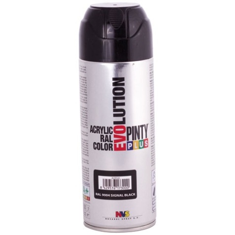 Bombe peinture Pinty plus évolution mat - 400 mL - noir signal RAL9004