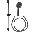 Kit de douche - 3 jets - anticalcaire - entraxe 650 - noir mat