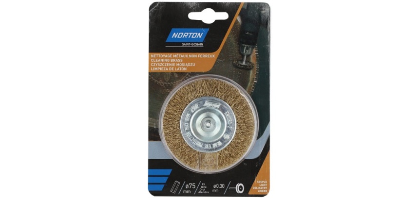 Brosse métallique circulaire - ondulé - laiton - pour perceuse - nettoyage