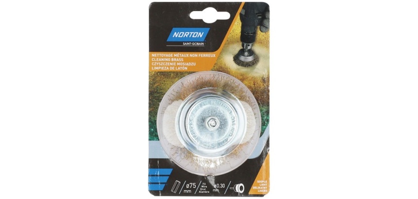 Brosse métallique à godet - ondulé - laiton - pour perceuse - décapage du m
