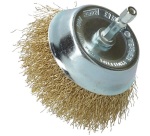 Brosse métallique à godet - ondulé - laiton - pour perceuse - décapage du m