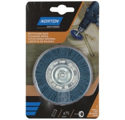 Brosse circulaire nylon - bleu - pour perceuse - nettoyage du bois - D : 75
