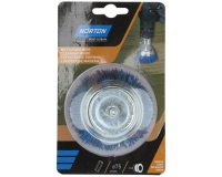 Brosse à godet nylon - bleu - pour perceuse - nettoyage du bois - D : 75 mm