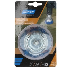 Brosse à godet nylon - bleu - pour perceuse - nettoyage du bois - D : 75 mm