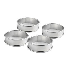 Cercle à tartelette en acier inoxydable - Ø 8 cm - Lot de 4