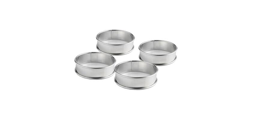 Cercle à tartelette en acier inoxydable - Ø 8 cm - Lot de 4